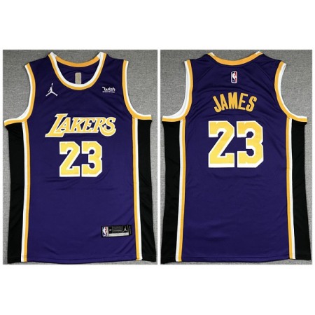 Men's Los Angeles Lakers #23 LeBron James Purple Stitched Jersey