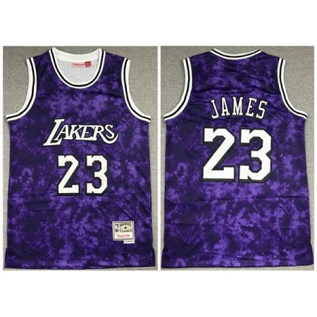 Men's Los Angeles Lakers #23 LeBron James Purple Stitched Jersey