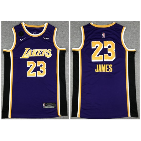 Men's Los Angeles Lakers #23 LeBron James Purple With KB Patch Stitched Jersey