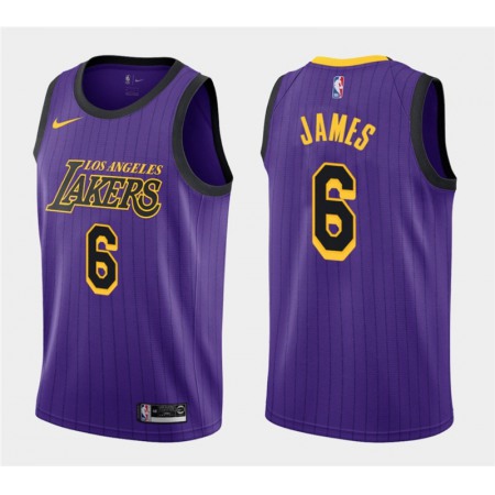 Men's Los Angeles Lakers #6 LeBron James Purple Stitched NBA Jersey