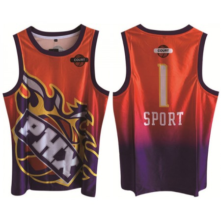 Men's Phoenix Suns#1 Devin Booker Purple/Orange Print Basketball Jersey