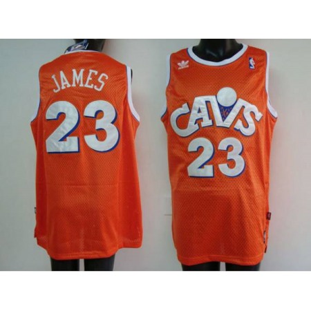 Mitchell and Ness Cavaliers #23 LeBron James Stitched Orange CAVS NBA Jersey