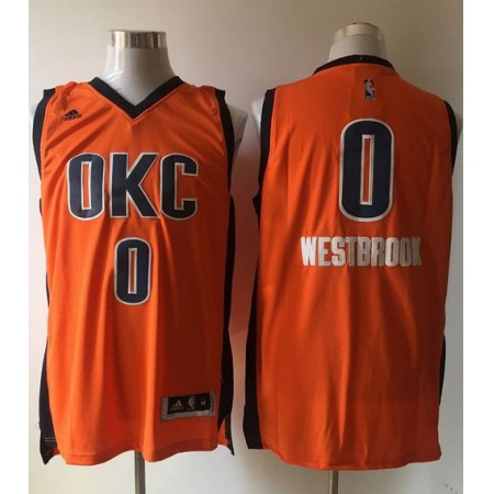 Thunder #0 Russell Westbrook Orange Alternate Stitched NBA Jersey