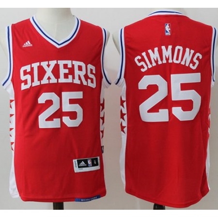 76ers #25 Ben Simmons Red Stitched NBA Jersey
