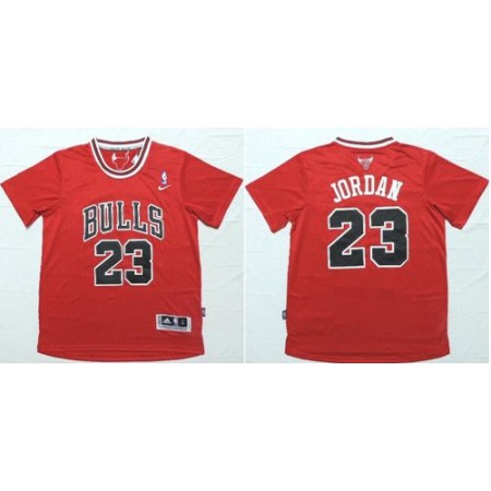 Bulls #23 Michael Jordan Red Short Sleeve Stitched NBA Jersey