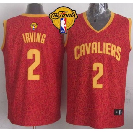 Cavaliers #2 Kyrie Irving Red Crazy Light The Finals Patch Stitched NBA Jersey