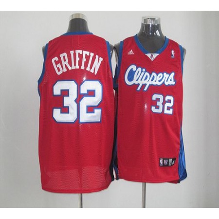 Clippers #32 Blake Griffin Red Mesh Clippers On Front Stitched NBA Jersey