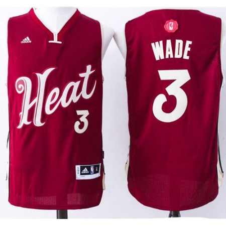 Heat #3 Dwyane Wade Red 2015-2016 Christmas Day Stitched NBA Jersey