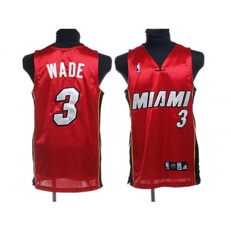 Heat #3 Dwyane Wade Stitched Red NBA Jersey