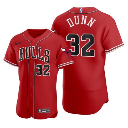 Men's Chicago Bulls #32 Kris Dunn 2020 Red NBA X MLB Crossover Edition Stitched Jersey