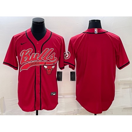 Men's Chicago Bulls Blank Red Cool Base Stitched Baseball Jersey