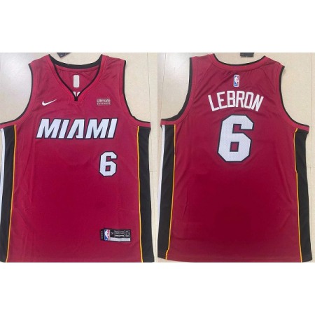 Men's Miami Heat #6 LeBron James Red Stitched Basketball Jersey