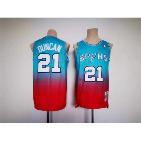 Men's San Antonio Spurs #21 Tim Duncan Blue/Red Stitched Basketball Jersey