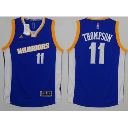 Warriors #11 Klay Thompson Royal Stretch Crossover Stitched NBA Jersey