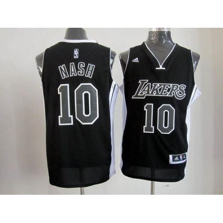 Lakers #10 Steve Nash Black/White Stitched NBA Jersey