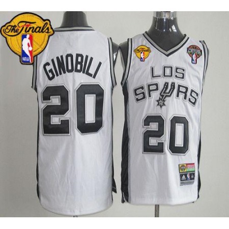 Latin Nights Spurs #20 Manu Ginobili White Finals Patch Stitched NBA Jersey