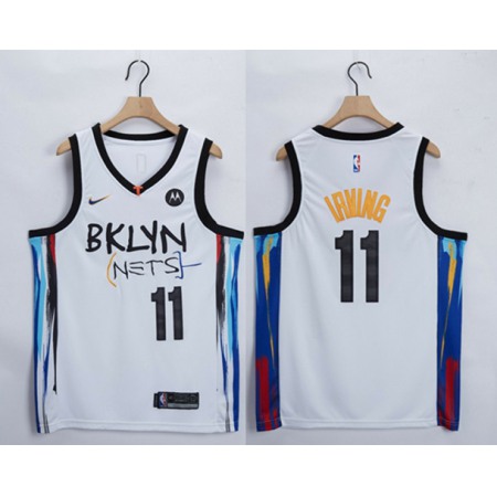 Men's Brooklyn Nets #11 Kyrie Irving White Stitched Jersey