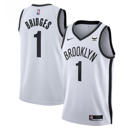 Men's Brooklyn Nets #1 Mikal Bridges White Stitched Basketball Jersey