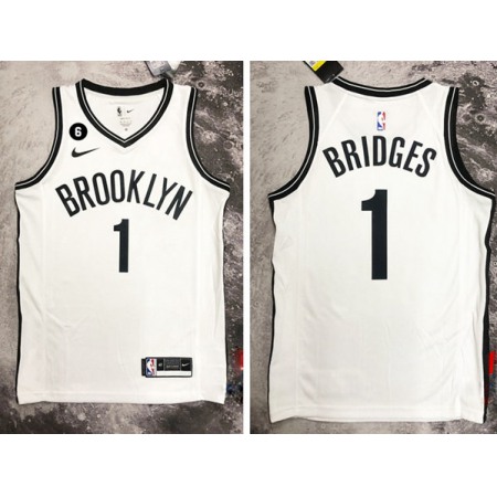 Men's Brooklyn Nets #1 Mikal Bridges White Stitched Basketball Jersey
