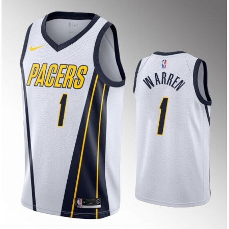Men's Indiana Pacers #1 T.J. Warren White Stitched Jersey