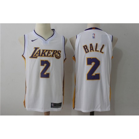 Men's Nike Los Angeles Lakers #2 Lonzo Ball White Stitched NBA Jersey