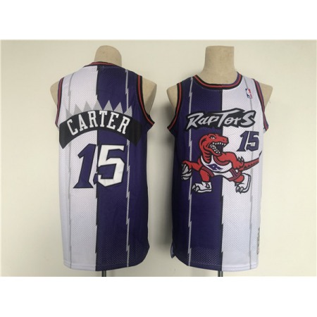 Men's Toronto Raptors #15 Vince Carter White/Purple Splite Basketball Jersey