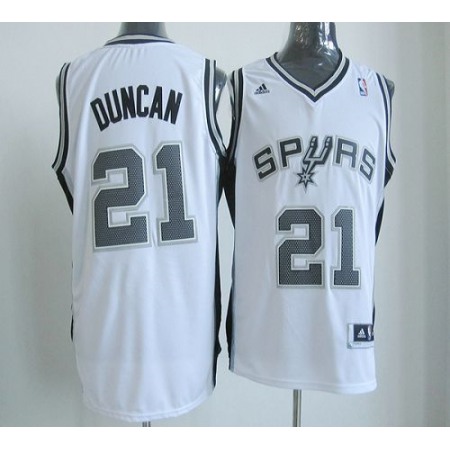 New Revolution 30 Spurs #21 Tim Duncan White Stitched NBA Jersey