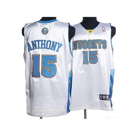 Nuggets #15 Carmelo Anthony Stitched White NBA Jersey