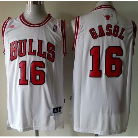 Revolution 30 Bulls #16 Pau Gasol White Stitched NBA Jersey