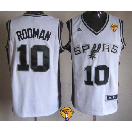 Revolution 30 Spurs #10 Dennis Rodman White Finals Patch Stitched NBA Jersey