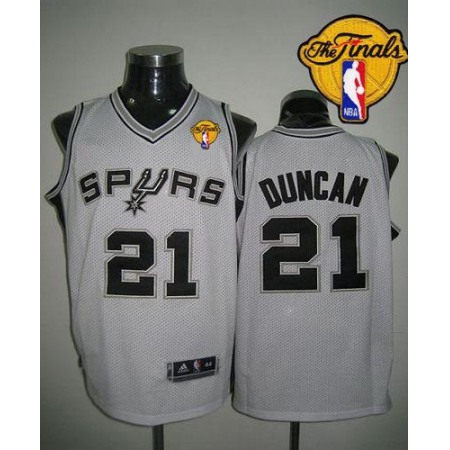 Revolution 30 Spurs #21 Tim Duncan White Finals Patch Stitched NBA Jersey