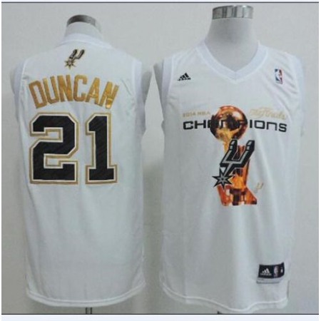 Spurs #21 Tim Duncan White 2014 NBA Finals Champions Stitched NBA Jersey