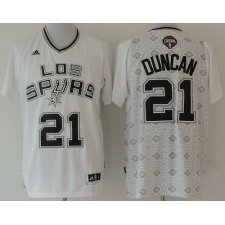 Spurs #21 Tim Duncan White New Latin Nights Stitched NBA Jersey