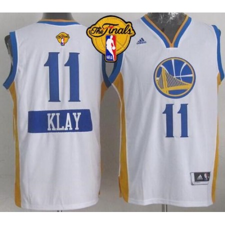 Warriors #11 Klay Thompson White 2014-15 Christmas Day The Finals Patch Stitched NBA Jersey