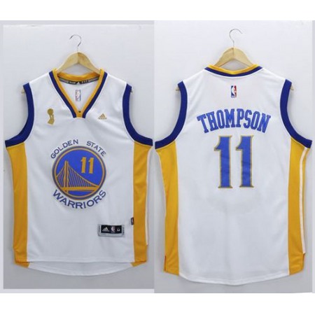 Warriors #11 Klay Thompson White New Champions Stitched NBA Jersey