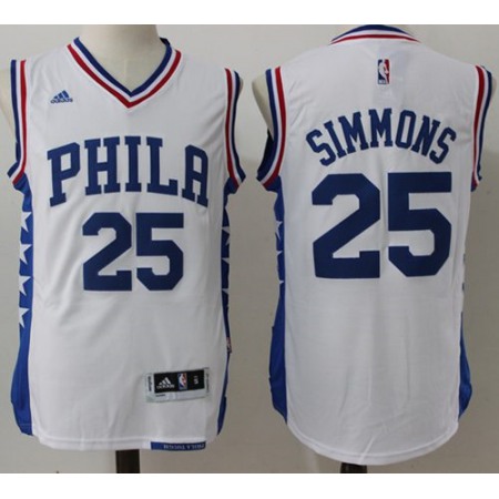 76ers #25 Ben Simmons White Stitched NBA Jersey
