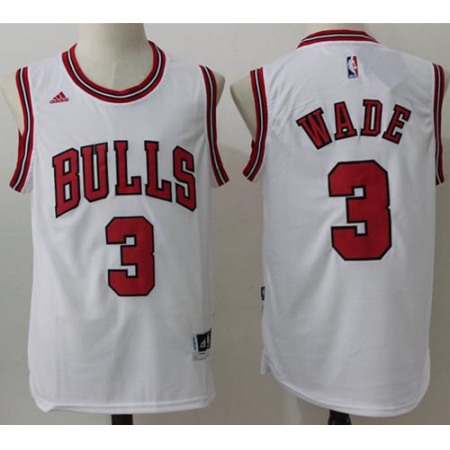 Bulls #3 Dwyane Wade White Stitched NBA Jersey
