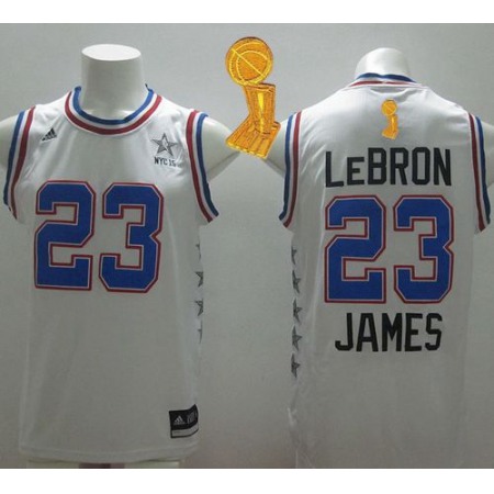 Cavaliers #23 LeBron James White 2015 All Star The Champions Patch Stitched NBA Jersey