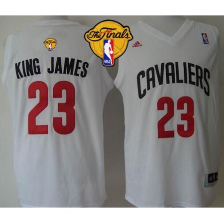 Cavaliers #23 LeBron James White "King James" The Finals Patch Stitched NBA Jersey