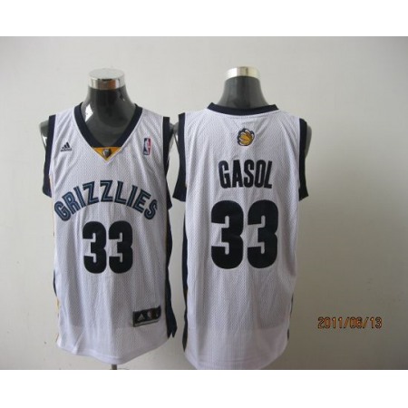 Grizzlies #33 Marc Gasol Revolution 30 White Stitched NBA Jersey