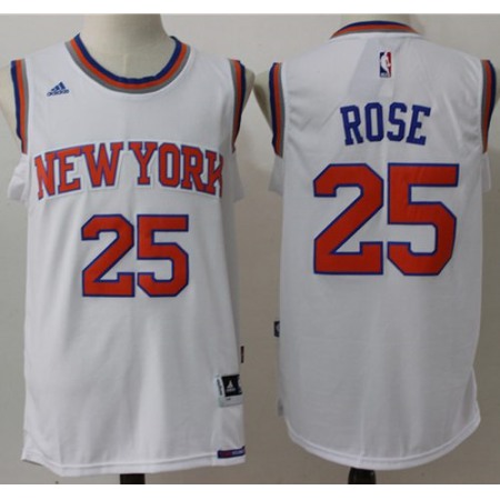 Knicks #25 Derrick Rose White Stitched NBA Jersey