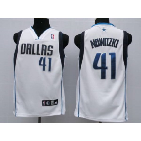 Mavericks #41 Dirk Nowitzki Stitched NBA White Jersey