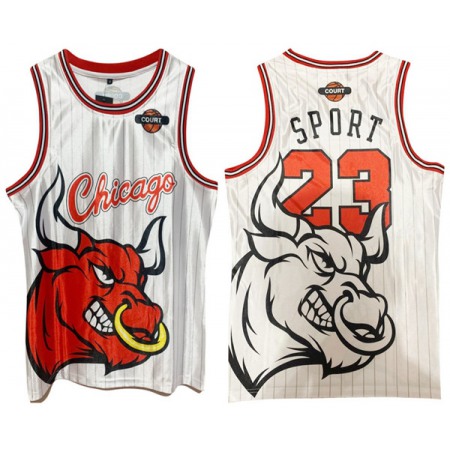 Men's Chicago Bulls #23 Michael Jordan White Print Basketball Jersey