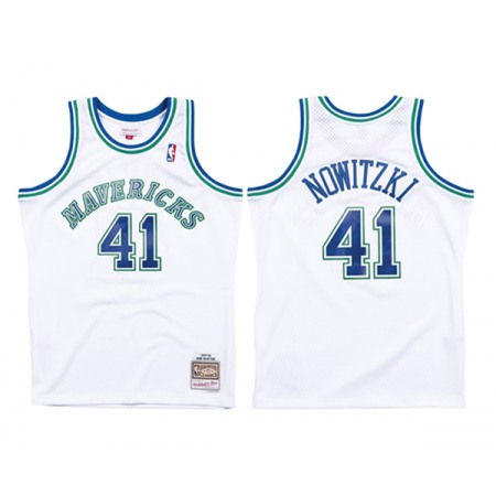 Men's Dallas Mavericks #41 Dirk Nowitzki White 1998-99 Stitched Jersey