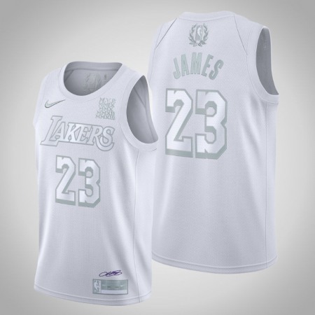 Men's Los Angeles Lakers #23 LeBron James White MVP Stitched Jersey