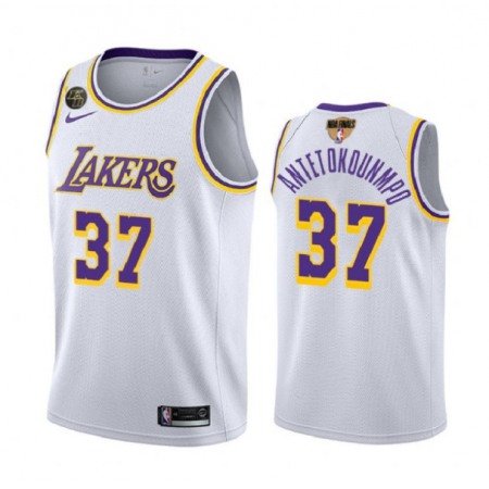 Men's Los Angeles Lakers #37 Kostas Antetokounmpo White with KB Patch Finals Stitched Jersey