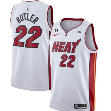 Men's Miami Heat #22 Jimmy Butler White With NO.6 Patch Stitched Jersey