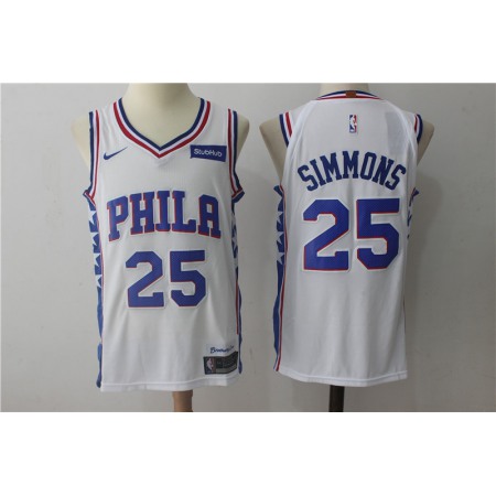 Men's Nike Philadelphia 76ers #25 Ben Simmons White Stitched NBA Jersey