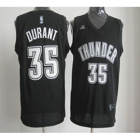 Thunder #35 Kevin Durant Black/White Stitched NBA Jersey