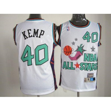 Thunder #40 Shawn Kemp White SuperSonics 1995 All Star Stitched NBA Jersey